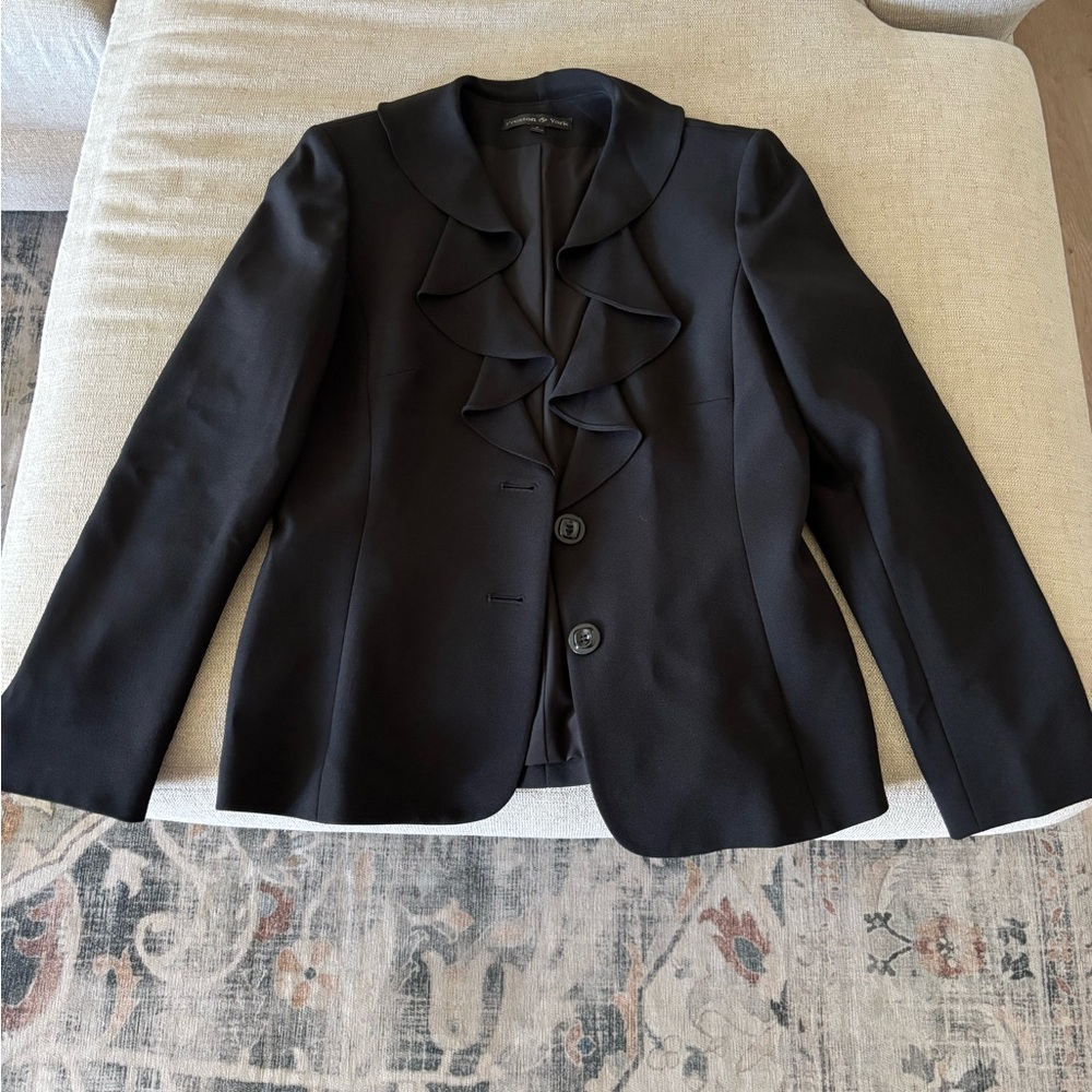 Preston & York Black Ruffled Pantsuit